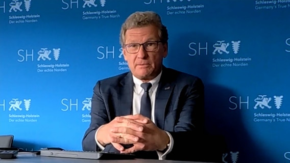 Bernd Buchholz (FDP) in einem Video-Schaltgespräch per Webcam. © NDR 