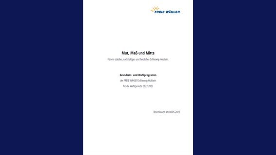 Das Deckblatt des Wahlprogramms der Freien Wähler © Freie Wähler S-H Foto: Freie Wähler S-H
