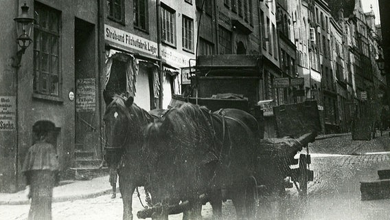 Ein historisches Foto von einer Straße des Gründungsviertel. © Hansestadt Lübeck 