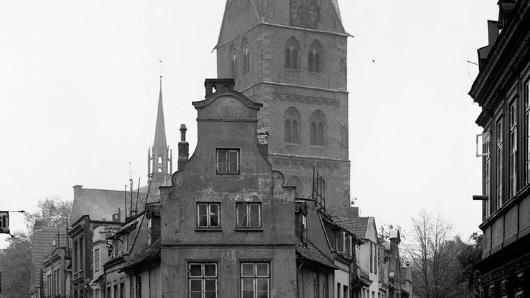 Eine historische Aufnahme der Aegidienstrasse in Lübeck um 1938. © Fotoarchiv Lübeck