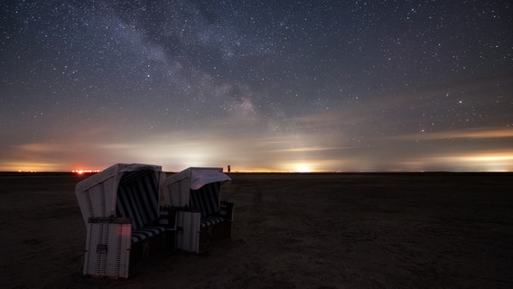 Zwei Strandkörbe vor dem Sternenhimmel. © Mark Kruse Foto: Mark Kruse