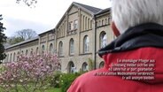 Eine Person von hinten vor einem Gebäude mit Garten. © NDR 