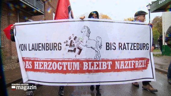 Eine Demonstration in Sandesneben im Kreis Herzogtum-Lauenburg für Menschenrechte und gegen Rassismus. © NDR 