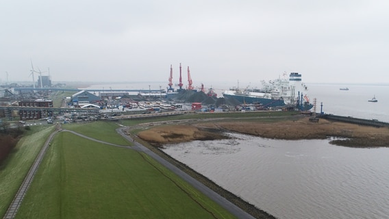Die "Höegh Gannet" liegt im Hafen Brunsbüttel. © NDR Foto: Jörn Zahlmann
