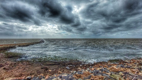 Ein wolkenverhangener Himmel während eines Sturms am Lorendamm Lüttmoorsiel. © Ralf Steinkat Foto: Ralf Steinkat