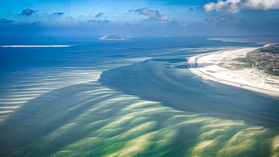Blick von oben auf das Wattenmeer vor Amrum. © Stephan Gieske Foto: Stephan Gieske