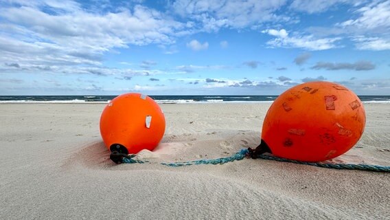 Bojen liegen am Weststrand von Sylt. © Cornelia Göricke-Penquitt Foto: Cornelia Göricke-Penquitt