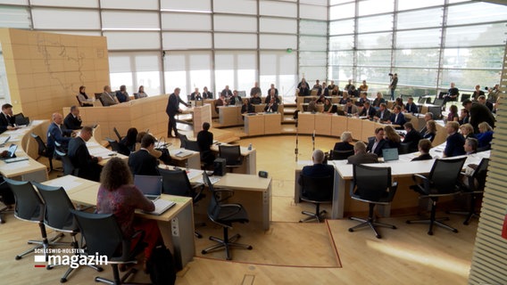 Politiker sitzen während einer Debatte im Landtag von Schleswig-Holstein. © NDR Foto: NDR Screenshots