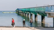 Blick auf die Baustelle der Seebrücke in Scharbeutz. © picture alliance/dpa Foto: Markus Scholz