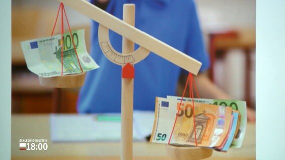 Euro-Geldscheine werden auf einer Waage gewogen © NDR 