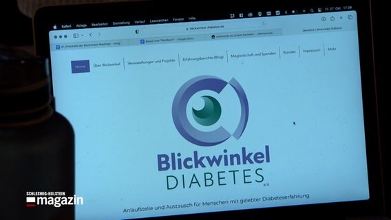 Ein Bild eines Laptopbildschirmes zeigt das Logo des Verein "Blickpunkt Diabetes" © NDR Foto: NDR Screenshots