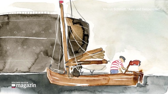 Ein Bild aus dem Comic "Aale und Gespenster" von Marius Schmidt: Ein Fischer auf einem Segelboot © NDR Foto: NDR Screenshot