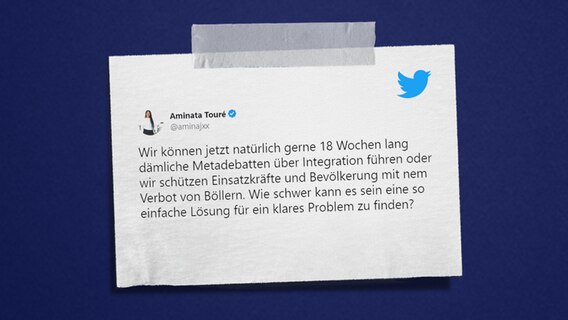 Aminata Touré auf Twitter über die Silvesterdebatte. © NDR Foto: NDR