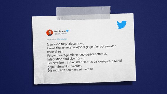 Ralf Stegner auf Twitter über die Silvesterdebatte. © NDR Foto: NDR