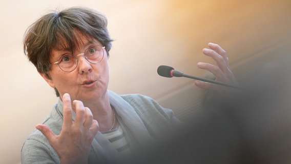 Monika Heinold spricht bei der Sondersitzung zur Haushaltssperre. © dpa-Bildfunk Foto: Marcus Brandt