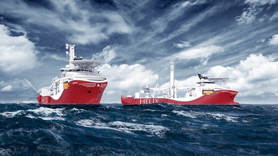 Simulation von zwei schwimmenden Schiffen des Charters HELIX. © www.joc-marketing.de 