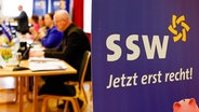 Ein Plakat des SSW (Südschleswigscher Wählerverband). Darauf der Slogan: "Jetzt erst recht!" © dpa-Bildfunk Foto: Frank Molter