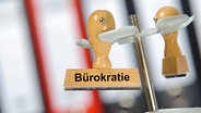 Ein Holzstempel mit der Aufschrift Bürokratie. © imago images / Wolfilser 