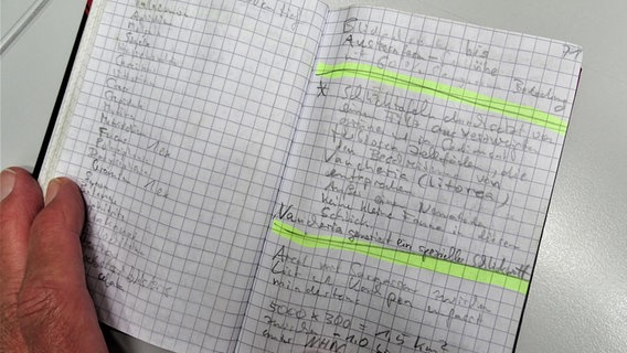 Professor Karsten Reises Notizen in seinem Buch 67. © NDR 