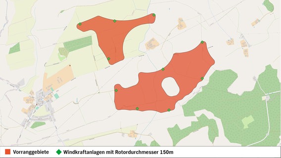 Karte: Rotor out, ohne Ellipsen und mit Windenergieanlagen © Fraunhofer IEE / Kartenmaterial: OpenStreetMap Contributors 
