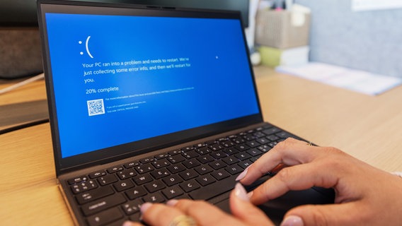 Ein Laptop zeigt eine blaue Windows-Fehlermeldung © picture alliance / TT NYHETSBYRÅN Foto: Caisa Rasmussen/TT