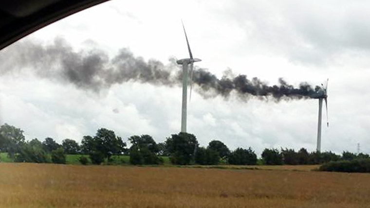 Windkraftanlage Abgebrannt
