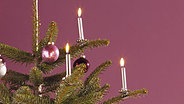 Weihnachtsbaum mit Lebkuchenherz und Kerze © imago/Westend61 