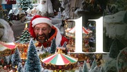 Ein als Weihnachtsmann verkleideter Schorse mit der Nummer 11 (Montage). © NDR Foto: Ania Schaal