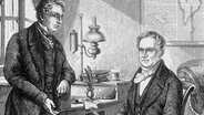 Holzstich mit Alexander Freiherr von Humboldt und Karl August Varnhagen von Ense © picture-alliance/akg-images 