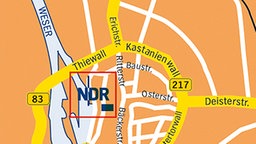 Anfahrtskizze zum NDR Korrespondentenbüro Weserbergland in Hameln © NDR 
