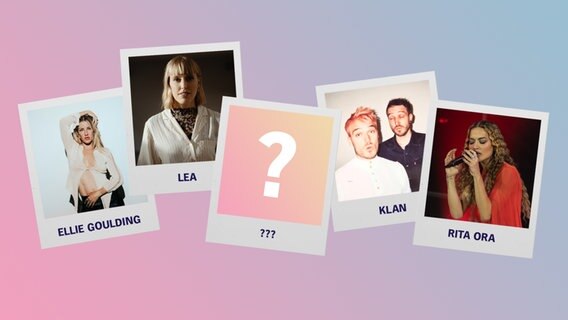 Montage mit Bildern von Lea, Ellie Goulding, Rita Ora und Michael Heinrich von Klan © Pressebilder 