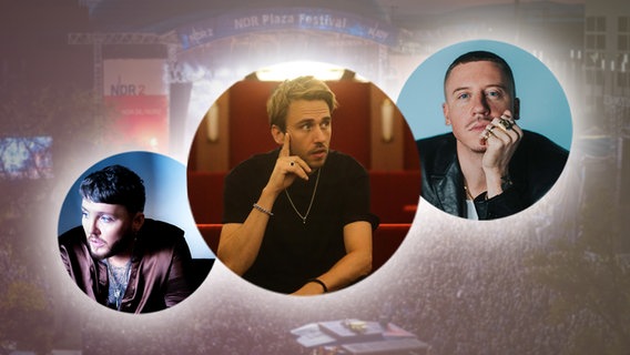 Montage mit Bildern James Arthur, Clueso und Macklemore © Pressebilder 
