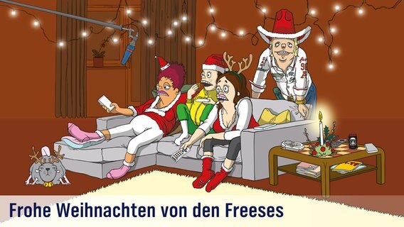 Weihnachtliches E-Card-Motiv der NDR 2 Comedy "Wir sind die Freeses" © NDR 2 Foto: Ulrike Strempel