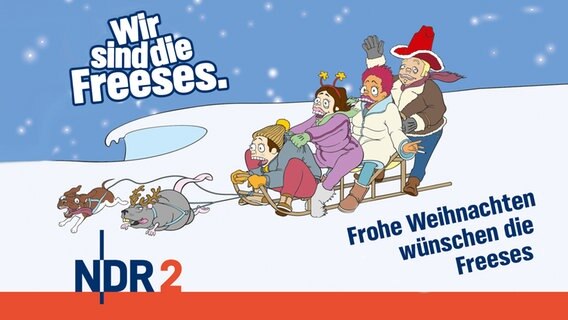 Weihnachtliches E-Card-Motiv der NDR 2 Comedy "Wir sind die Freeses" © NDR 2 Foto: Zeichner: Michael Marklowsky