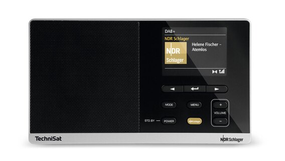 Ein eingeschaltetes Dabbi DAB+ Radio mit NDR Schlager Stations-Taste. © TechniSat Foto: TechniSat