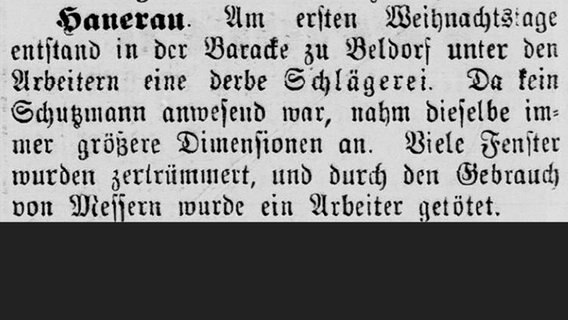 Meldung aus der "Kanal-Zeitung" vom 1. Januar 1891 über eine Schlägerei. © Stadtarchiv Brunsbüttel, Kanalzeitung 01.01.1891 gray0272 