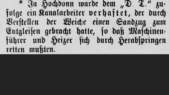 Meldung aus der "Kanal-Zeitung" vom 22. September 1891 über einen Arbeitsvorfall. © Stadtarchiv Brunsbüttel, Kanalzeitung 22.09.1891 gray0492 