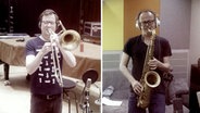 Montage: Klaus Heidenreich und Saxofonist Gabriel Coburger im Splitscreen © NDR Foto: Screenshot