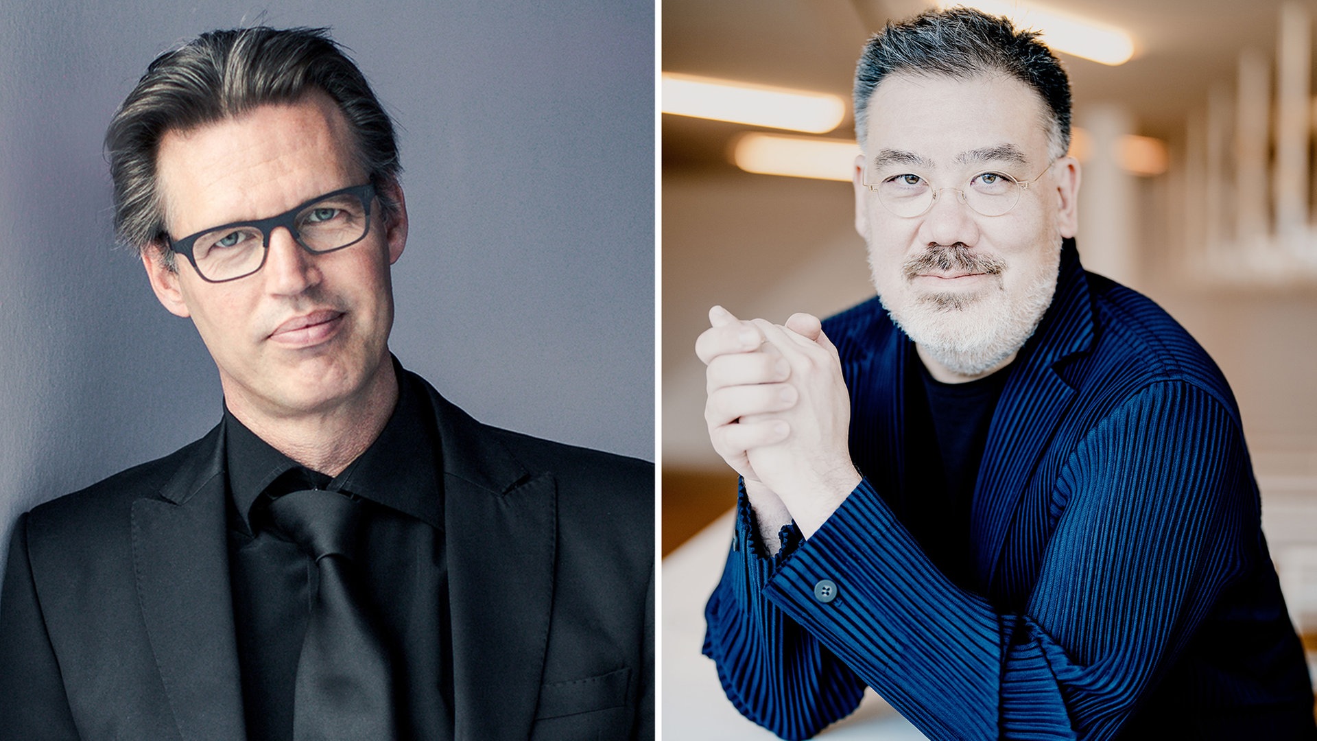 Die Chefdirigenten von NDR Elbphilharmonie Orchester und NDR Vokalensemble: Klaas Stok und Alan Gilbert © NDR Foto: Hans van der Woerd (Stok) / Marco Borggreve (Gilbert)