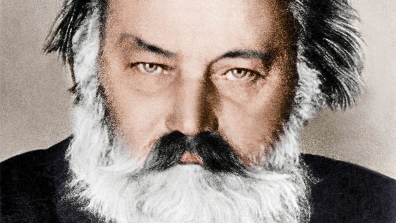 Komponist Johannes Brahms (digital kolorierte Aufnahem, 1890er Jahre). © picture-alliance / akg-images 