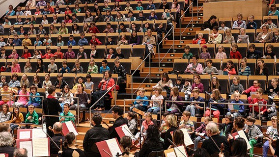 Szene aus einem "Konzert statt Schule" mit dem NDR Sinfonieorchester und Christina Dean © NDR Foto: Marcus Krüger