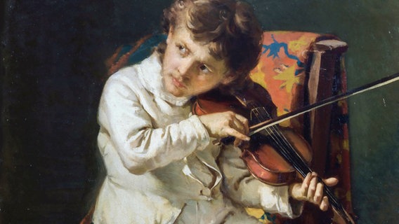 Gemälde von Niccolò Paganini als Kind beim Geigespielen (1881) © picture-alliance / Fine Art Images / Heritage Images 