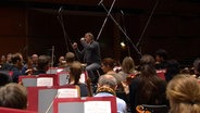 Szene bei der Konzertaufnahme: Thomas Hengelbrock und das NDR Sinfonieorchester in der Lübecker MuK © NDR Sinfonieorchester 