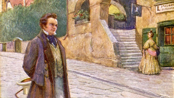 Gemälde: Franz Schubert spaziert durch die Straßen Wiens Gemälde: Franz Schubert spaziert durch die Straßen Wiens © picture-alliance / Mary Evans Picture Library