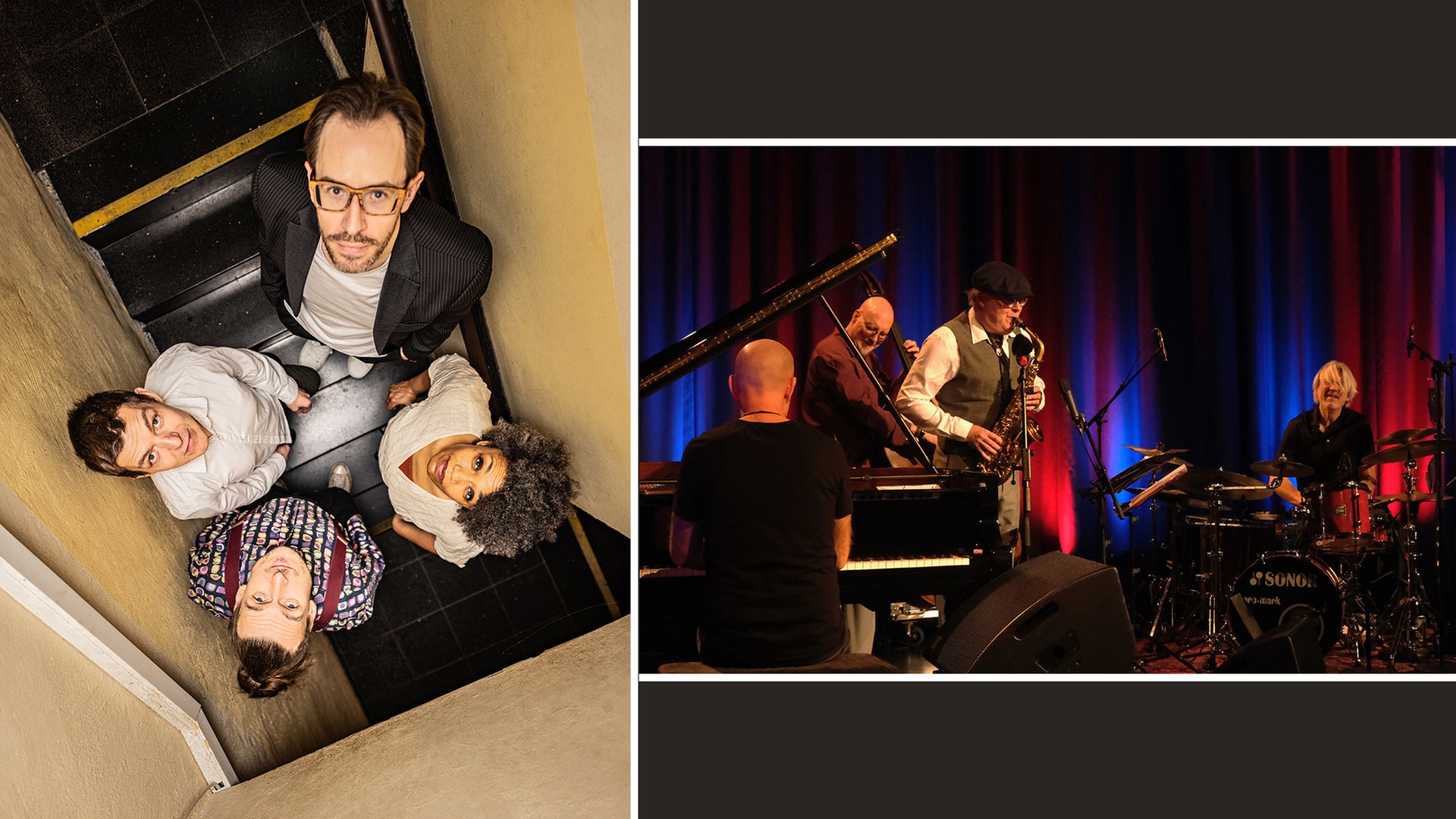 Montage: David Helbock’s Radom/Control feat. Fola Dada & Portable Infinity © NDR Foto: Severin Koller (David Helbock’s Radom/Control Fola Dada) / Roger Salem (Portable Infinity)