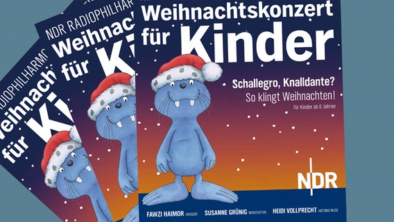 Programmheft-Cover zum Weihnachtskonzert für Kinder am 20. Dezember 2015 mit Susanne Grünig und Frau Muse. © NDR 