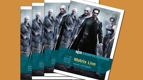 Programmheft-Cover zum Filmkonzert "Matrix" am 9., 10. und 11. November 2016 mit Frank Strobel. © NDR 