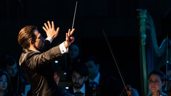 Dirigent Cornelius Meister dirigiert die NDR Radiophilharmonie © NDR Foto: Helge Krückeberg