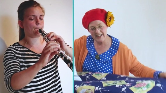 Oboistin und Frau Muse im Zwergen-Musik-Lexikon-Video "Legato" © NDR 