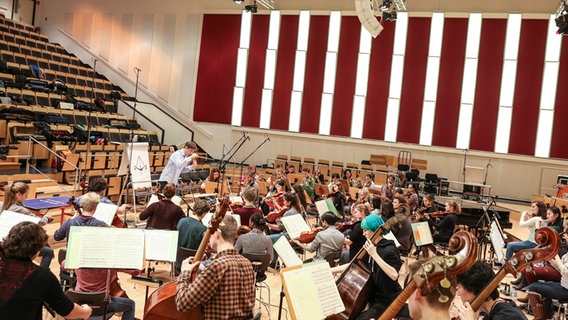 Ein Mann dirigiert ein Orchester.  Foto: Marcus Krüger